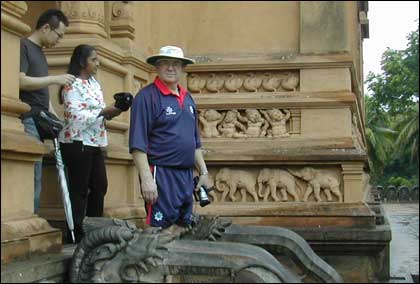 Dave Bradley outside a temple in Sri Lanka
