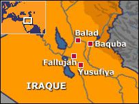 Baquba fica 65 quilômetros ao norte de Bagdá
