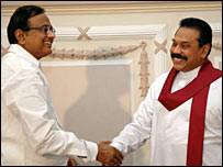 Minister P Chidambaram meeting President Rajapaksa (photo Sudath Silva)