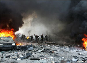 Hasiči na místě výbuchu