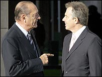 Tony Blair a Jacques Chirac