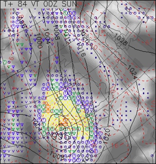 The Met Office forecast modelling for Saturday night into Sunday continues to broadly paint a distinctly wet and windy story (Image: Courtesy Met Office)