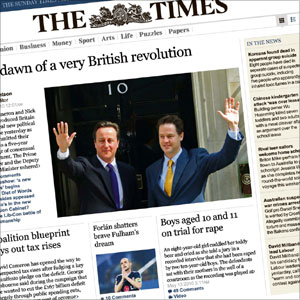 Screengrab of Times website