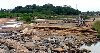 The shattered Trincomalee- Batticaloa road (photo: Charles Haviland)