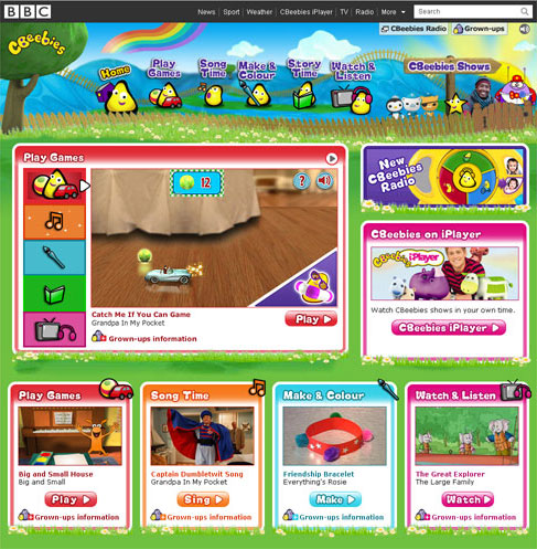 Cbeebies website screengrab