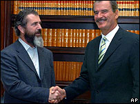 Mel Gibson e o presidente mexicano, Vicente Fox