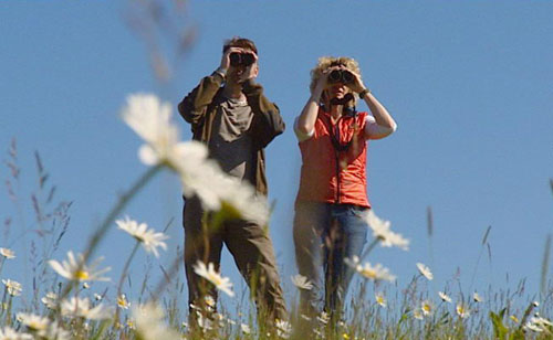 Chris and Kate with binoculars