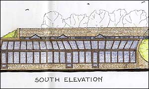 The south elevation of the underground shelter