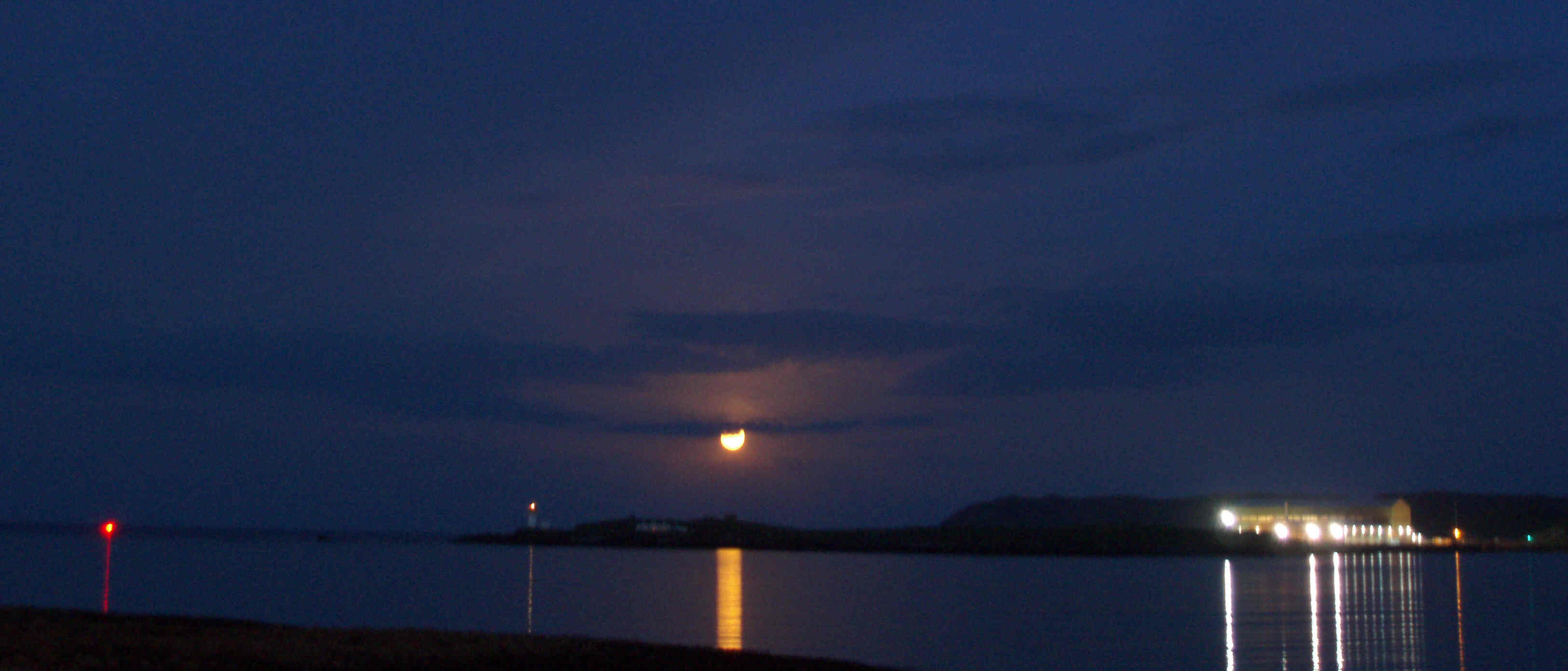 The Arnish Lighthouse, the midsummer full moon, and Arnish Fabrication Yard