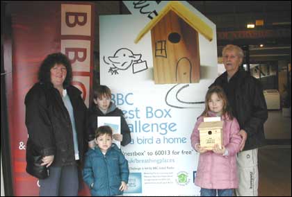 The finished nest boxes and their owners