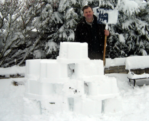 Jeff building igloo