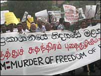 Journlaists protest in Colombo