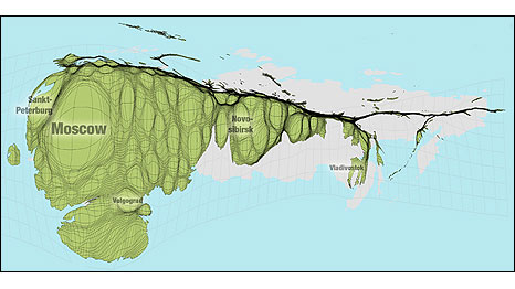Rússia (Foto: Worldmapper.org/SASI Group (University of Sheffield))