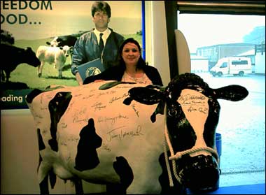 The celebrity signed cow on day one of The Royal Show 2002 