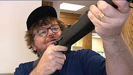 Michael Moore filming Bowling For Columbine