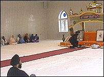 Inside the prayer hall in a Gurdwara