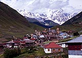 Photo of a village in the Svaneti region of north west Georgia. Here, people still pan for gold using the fleece of a sheep