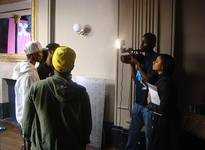 Jammer, D Double E & Footsie being interviewed on the Flex set.