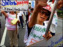 Protesty na Okinawě proti USA (archivní snímek)