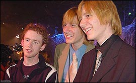 Picture: Chris Rankin with twin brothers James and Oliver Phelps