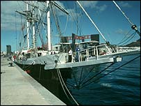 The ship Lord Nelson moored to the quay