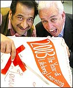 Jeff Mirza and Don Maclean celebrate teh launch of The Year of Lifelong Learning