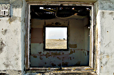 View through fisherman's hut