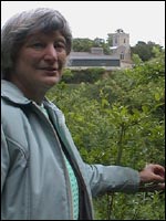 Sheila Passmore and Chiseldon's church in background