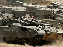 غزہ کی سرحد پر اسرائیلی ٹینک