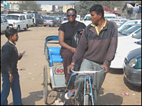 Rachael in a rickshaw