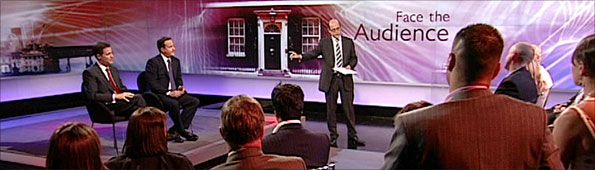 Nick Clegg, David Cameron, Nick Robinson and audience