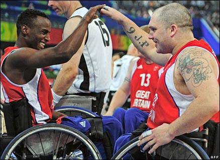 Abdi Jama and Jon Pollock celebrate during the win over Germany