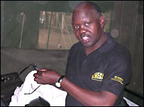 David Okidi in a tented hotel covering the peace talks in Juba