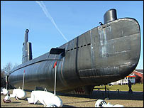 A submarine in dry dock at Aalborg's Maritime Museum