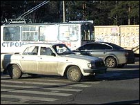 Dirty cars in Russia.