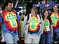 Peregrinos católicos americanos de Michigan em Colônia para ver o papa