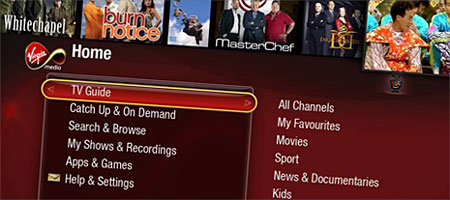 Screengrab of Virgin TiVo service