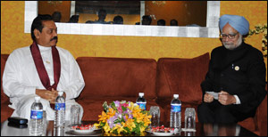 President Rajapaksa and Indian Prime Minister Manmohan Singh