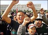 Demonstrace ve městě Oš 