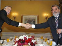 Os presidentes Luiz Inácio Lula da Silva e Néstor Kirchner, em foto de arquivo