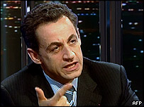 O ministro do Interior francês, Nicolas Sarkozy