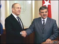 گل و اهود اولمرت نخست وزير اسرائيل