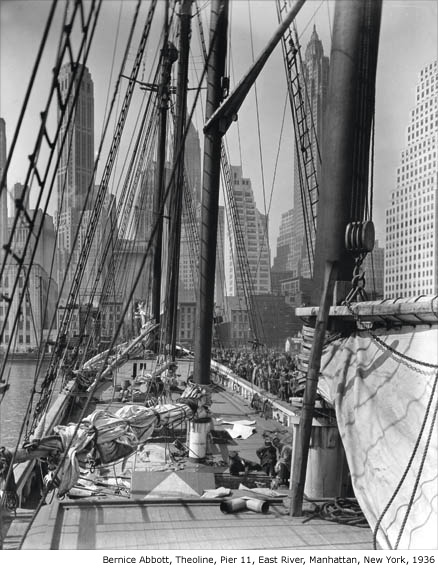 Bernice Abbott, Theoline, Pier 11, East River, Manhattan, New York, 1936