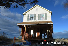 House surrounded by destruction of superstorm Sandy
