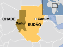 Mapa de Darfur, no Sudão