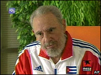 Fidel Castro em um programa de TV em junho de 2007