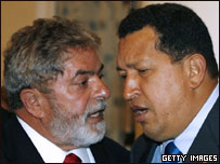 Os presidentes do Brasil, Luiz Inácio Lula da Silva, e da Venezuela, Hugo Chávez (foto de arquivo)