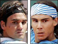 رافائل نادال (راست) و راجر فدرر