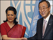 सोनिया गांधी और संयुक्त राष्ट्र महासचिव