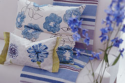 Image: blue flowered interior